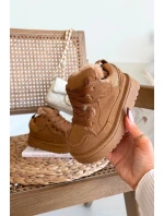 Dětské zateplené sneakers s kožíškem Mireen – velbloudí