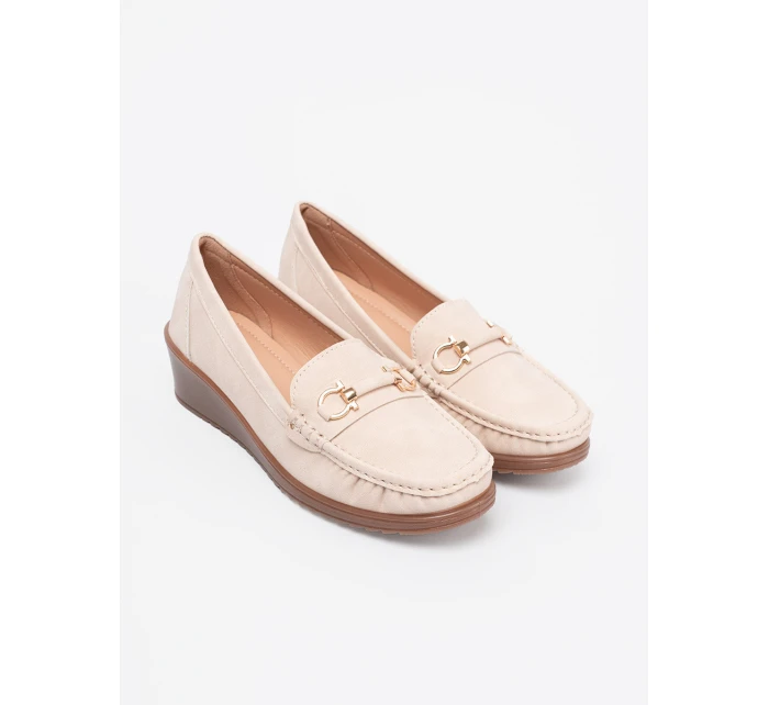 Praktické  mokasíny dámské hnědé na širokém podpatku