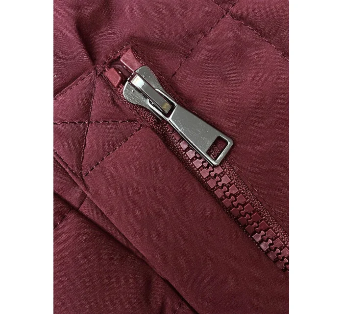 Tmavě červená dámská vesta s kapucí model 18956975 - J.STYLE Tmavě červená dámská vesta s kapucí model 18956975 - J.STYLE