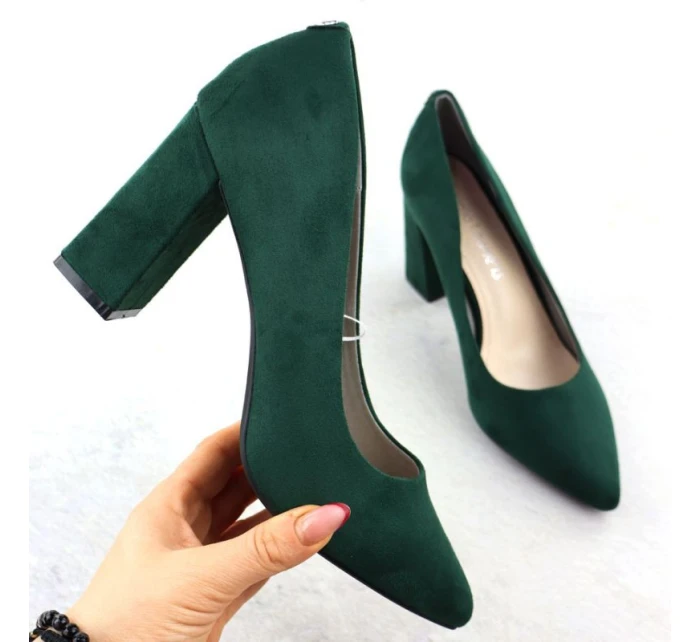 Zelené semišové lodičky na jehlovém podpatku Sergio Leone PB216