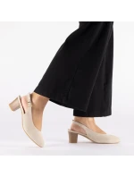 Béžové kožené lodičky s otevřenou špičkou Rieker 44651-60