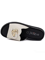 Dámské kožené žabky na platformě béžové S.Barski KV61-6046