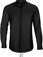 NEOBLU Bart Men Popelínová košile s dl. rukávem a mao límcem 24.3792 deep black