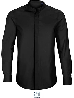 Men Popelínová košile s dl. rukávem a límcem deep black model 22499755 - NEOBLU