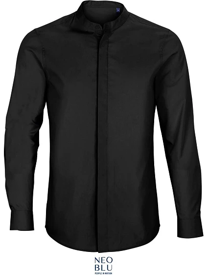 NEOBLU Bart Men Popelínová košile s dl. rukávem a mao límcem 24.3792 deep black NEOBLU Bart Men Popelínová košile s dl. rukávem a mao límcem 24.3792 deep black