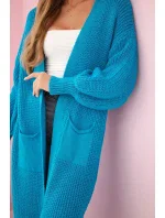 Svetr dlouhý kardigan tyrkys