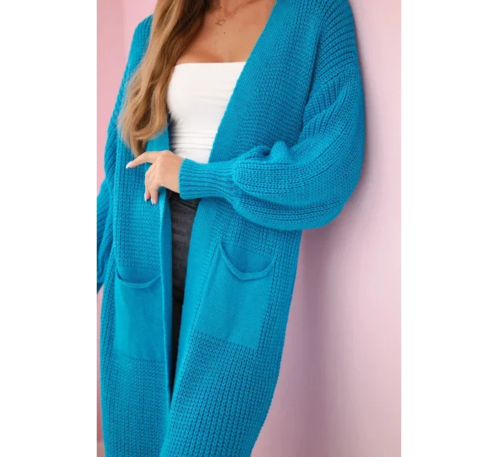 Svetr dlouhý kardigan tyrkys