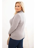 Dámský viskózový svetr Plus Size s klasickým střihem šedý