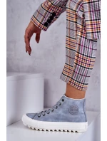 Dámské Kožené Teplé Tenisky Big Star EE274115 Světle Modré Dámské Kožené Teplé Tenisky Big Star EE274115 Světle Modré