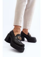 Zazoo 20170 Kožené Dámské Polobotky na Podpatku Černé