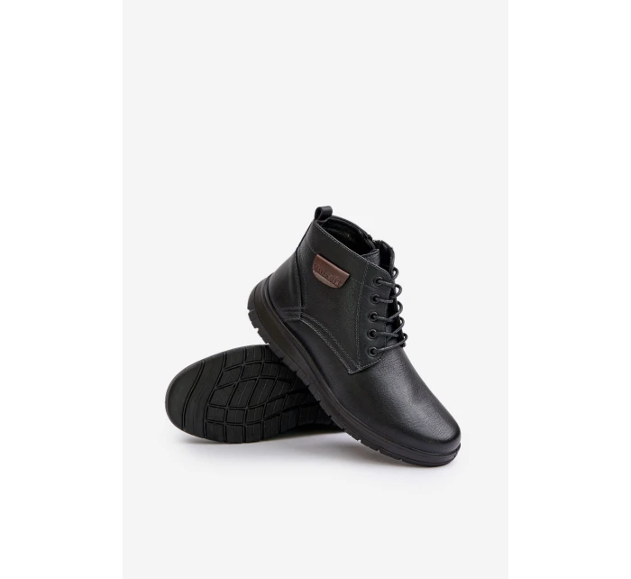 Pánské zateplené boty na zip šněrovací černé model 21678278 - EVENTO