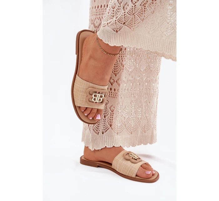 Ploché Dámské Klapky S Ozdobným Béžové model 21699564 - Boto Ploché Dámské Klapky S Ozdobným Béžové model 21699564 - Boto