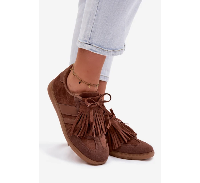 Dámské tenisky s třásněmi Hnědé model 21937698 - Boto Dámské tenisky s třásněmi Hnědé model 21937698 - Boto