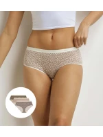 Dámské bavlněné kalhotky 3 ks DIM LES POCKETS COTTON BOXER 3x - DIM - světle hnědá