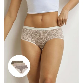 Dámské bavlněné kalhotky 3 ks DIM LES POCKETS COTTON BOXER 3x - DIM - světle hnědá Dámské bavlněné kalhotky 3 ks DIM LES POCKETS COTTON BOXER 3x - DIM - světle hnědá