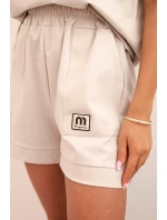 Dámská punto souprava s krátkým rukávem a volnými šortkami beżowy Dámská punto souprava s krátkým rukávem a volnými šortkami beżowy