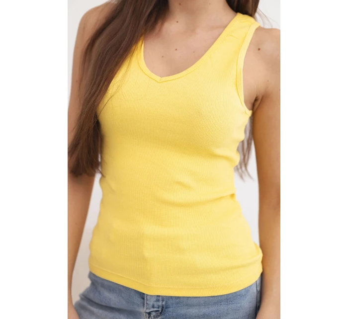 Top dámský bavlněný na ramínkách s výstřihem do V žlutá