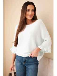 Dámský svetr typu netopýr s kulatým výstřihem mátový