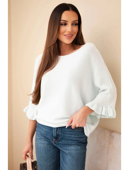 Dámský svetr typu model 21949270 s kulatým výstřihem mátový - K-Fashion Dámský svetr typu model 21949270 s kulatým výstřihem mátový - K-Fashion