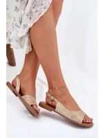 Dámské Sandály Na Plochém Podpatku Zlaté model 21698451 - EVENTO Dámské Sandály Na Plochém Podpatku Zlaté model 21698451 - EVENTO