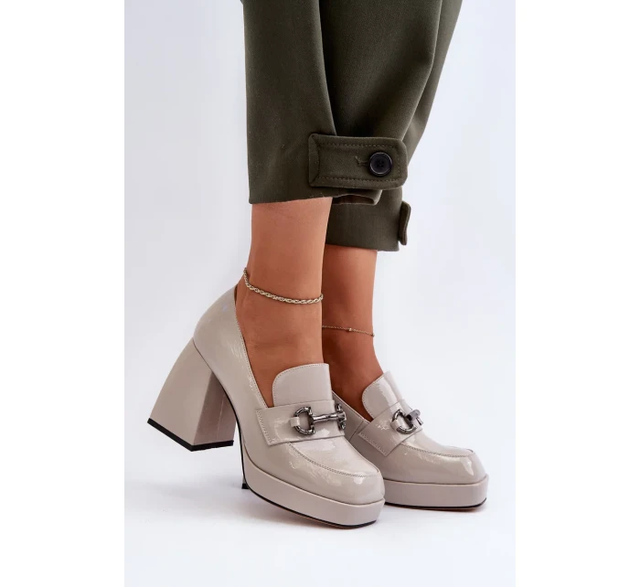 Dámské patentované boty na vysokém podpatku Šedá D&A Dámské patentované boty na vysokém podpatku Šedá D&A