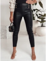 Dámské voskované kalhoty s vysokým pasem černé model 21981132 - Dstreet