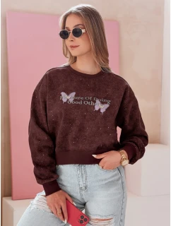 Dámská oversize mikina s vázáním v barvě  vínová Dstreet model 21988053 - FashionStreet