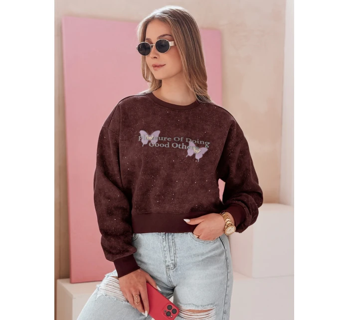 Dámská oversize mikina s vázáním v barvě  vínová Dstreet model 21988053 - FashionStreet