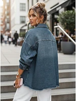 Dámská džínová košilová bunda modrá FashionStreet TY5683 Dámská džínová košilová bunda modrá FashionStreet TY5683