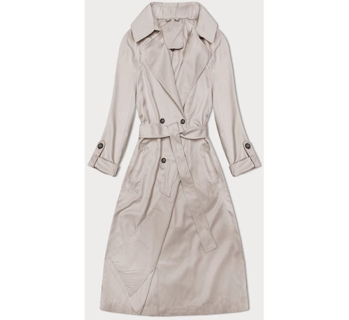 Světle béžový jednoduchý kabát s ohrnutými rukávy (1818#-62)