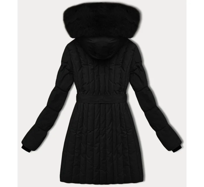 Černá dámská zimní bunda s ozdobným prošíváním model 21248265 - S'WEST Černá dámská zimní bunda s ozdobným prošíváním model 21248265 - S'WEST