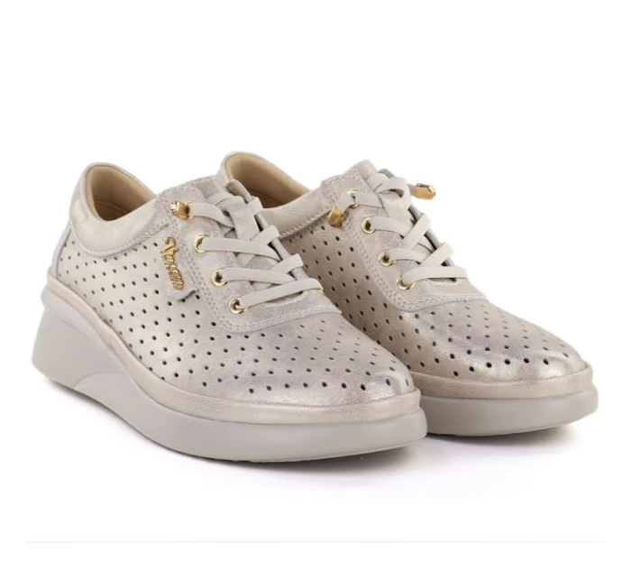 Dámské kožené polobotky na zlaté platformě model 22021909 - VINCEZA