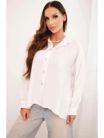 Dámská elegantní košile z viskózy s ozdobnými knoflíky bílá