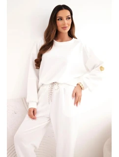 Dámský máslový komplet s volnou mikinou a kalhotami s nápisem LOVE bílý