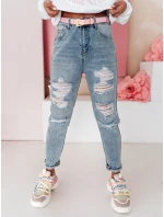 Dámské džínové kalhoty mom fit s dírami MOMVIBE blue FashionStreet UY2459