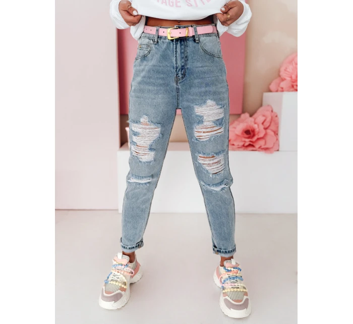 Dámské džínové kalhoty mom fit s dírami MOMVIBE blue FashionStreet UY2459