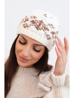 Dámská zimní vlněná čepice s ozdobnými krystalky K399 černá