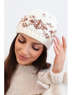 Dámská zimní vlněná čepice s ozdobnými krystalky K399 černá