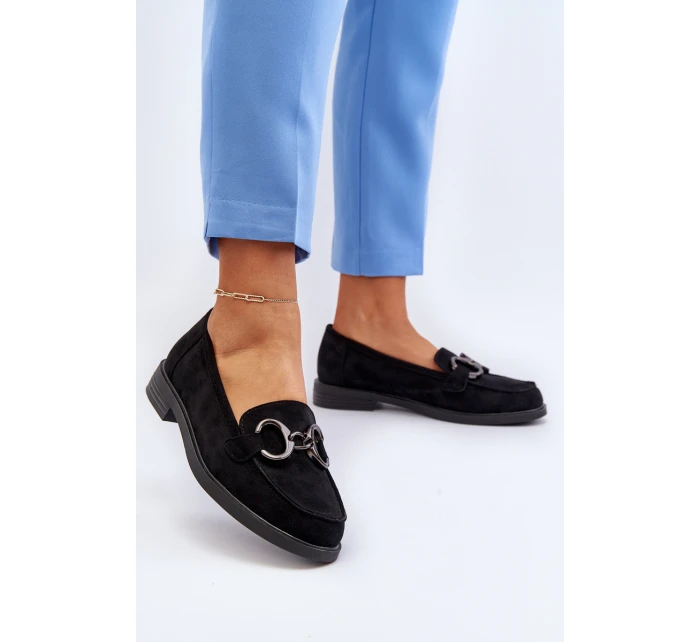 Dámské semišové mokasíny s ozdobou Černé Echonesa