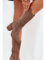 Děrované Kozačky Cowboy Do Poloviny Lýtka S.Barski HY51-238 Hnědé