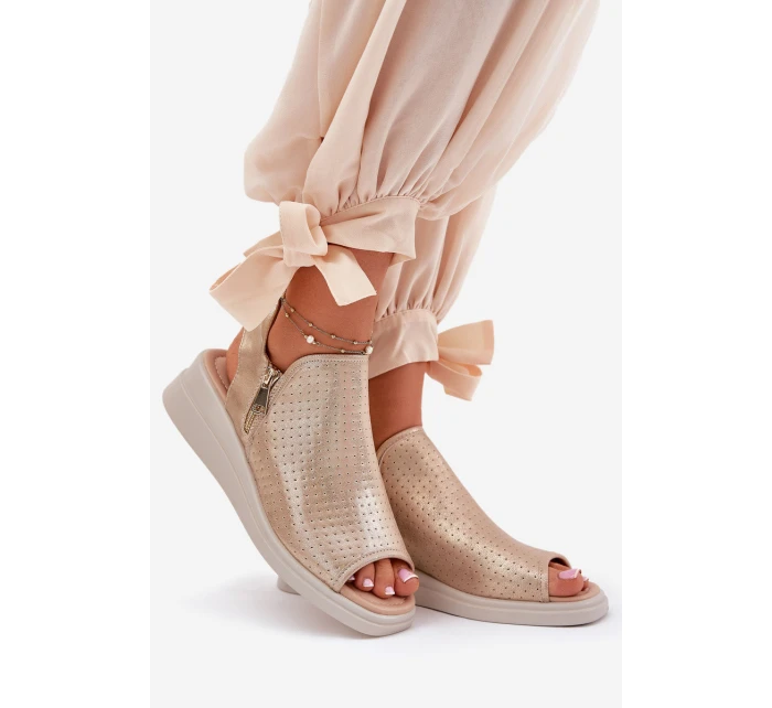 Dámské Sandály Na Klínu Zlaté Mevinette Dámské Sandály Na Klínu Zlaté Mevinette