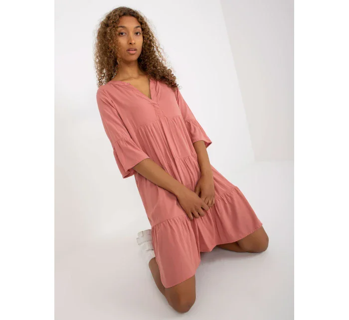 Šaty D73761M30214A3 tmavě růžové