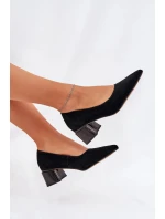Dámské semišové lodičky s špičatou špičkou Vinceza – černé Dámské semišové lodičky s špičatou špičkou Vinceza – černé