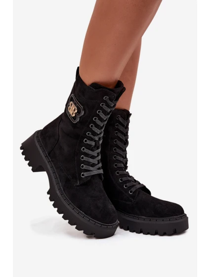 Dámské zateplené workery s ozdobným prvkem Kalindra – černé Dámské zateplené workery s ozdobným prvkem Kalindra – černé