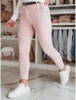 Dámské kalhoty slim fit s páskem LINESKA růžová FashionStreet UY2630