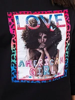 Americká dívčí grafická halenka černá S/M - L/XL