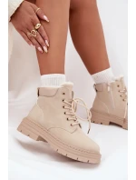 Dámské zimní boty s kožíškem na zip světle béžové Tharika