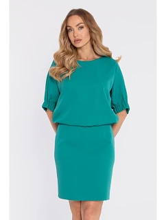 šaty s rozparkem na zádech tyrkysové model 22040517 - Moe