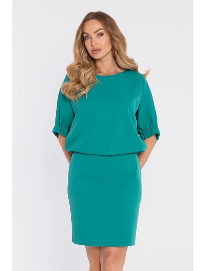 šaty s rozparkem na zádech tyrkysové model 22040517 - Moe