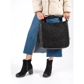 Stylové dámské  kotníčkové boty černé na širokém podpatku